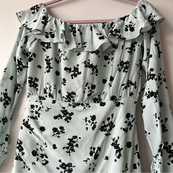 Alessandra Rich Off-The-Shoulder Rose Printed Silk Mini Dress - Picture 10 of 16